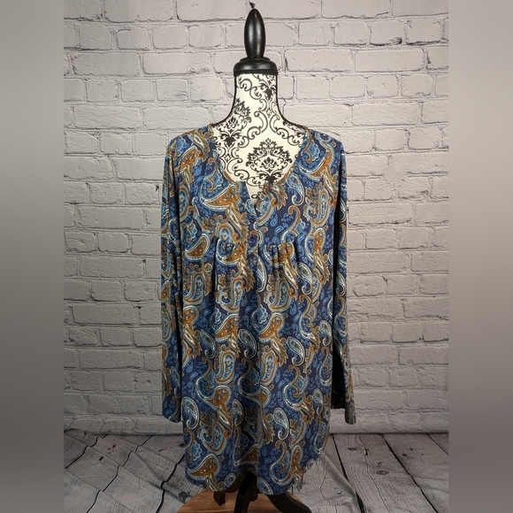 A Jesdani women's long sleeve stretch knit paisley print popover top sz 4x BBIN - Picture 1 of 10